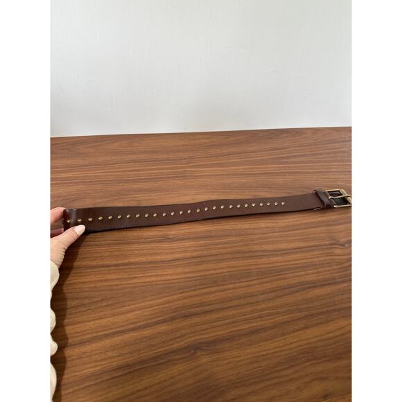 Max Mara Weekend Brown Leather Belt With Gold Studs And Buckle Size L main image 4